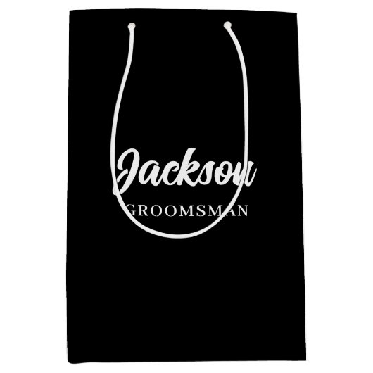 Gepersonaliseerde Groomsmen Beste Man Trouwfeest Medium Cadeauzakje (Voorkant)