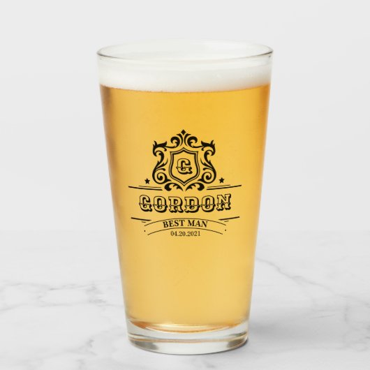 Gepersonaliseerde Groomsmen Bestman Groom Pint Gla Glas (Voorkant gevuld)