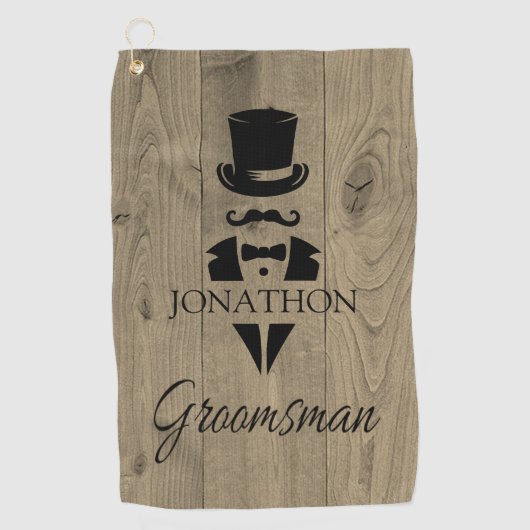 Gepersonaliseerde Groomsmen Golfhanddoek (Voorkant)
