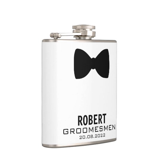 Gepersonaliseerde Groomsmen Kolf met Bow Stropdas  Heupfles (Rechts)