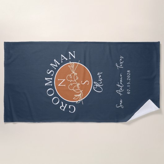 Gepersonaliseerde Groomsmen Strandlaken (Voorkant)
