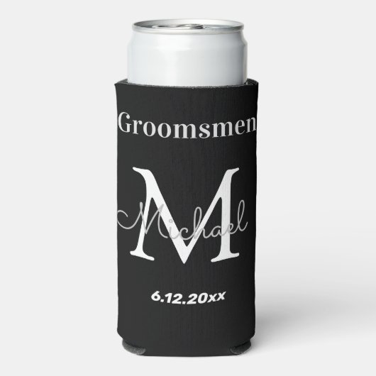 gepersonaliseerde groomsmen, zwarte witte kerkbrui seltzer blikjeskoeler (Seltzer Achterkant)