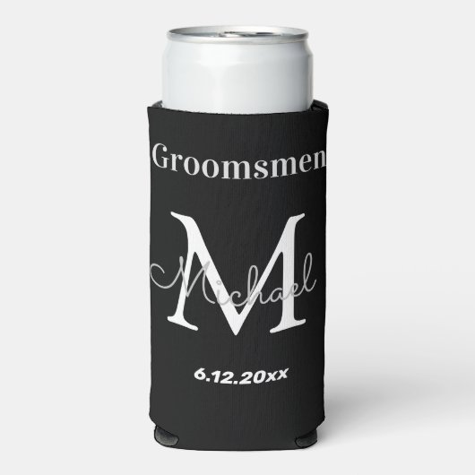 gepersonaliseerde groomsmen, zwarte witte kerkbrui seltzer blikjeskoeler (Seltzer Voorkant)