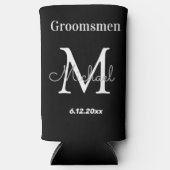 gepersonaliseerde groomsmen, zwarte witte kerkbrui seltzer blikjeskoeler (Voorkant)