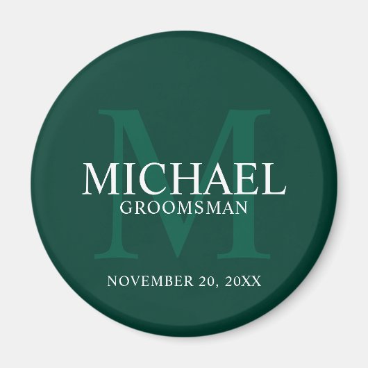 Gepersonaliseerde Groomsmen's naam en monogram Magneet (Voorkant)