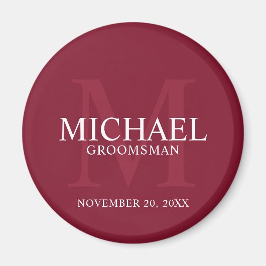 Gepersonaliseerde Groomsmen's naam en monogram Magneet (Voorkant)