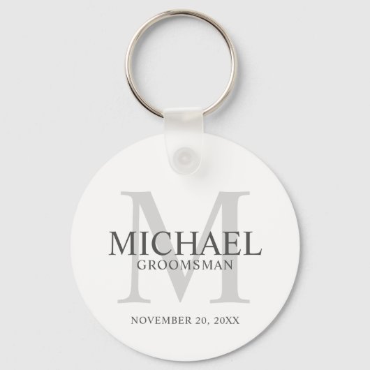 Gepersonaliseerde Groomsmen's naam en monogram Sleutelhanger (Voorkant)
