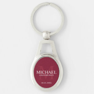 Gepersonaliseerde Groomsmen's naam en monogram Sleutelhanger