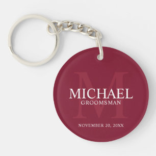 Gepersonaliseerde Groomsmen's naam en monogram Sleutelhanger