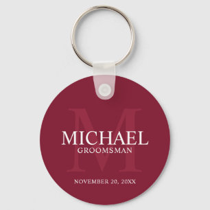 Gepersonaliseerde Groomsmen's naam en monogram Sleutelhanger