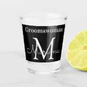 Gepersonaliseerde Groomvrouw zwart wit monogram Shot Glas (Voorkant)