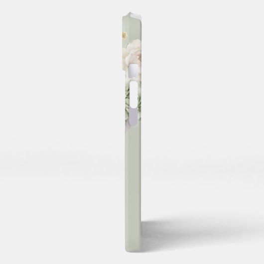 Gepersonaliseerde Grootmoeder Bloemen Sage Groen iPhone Hoesje (Linkerkant)