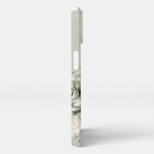 Gepersonaliseerde Grootmoeder Bloemen Sage Groen iPhone Hoesje (Rechterkant)