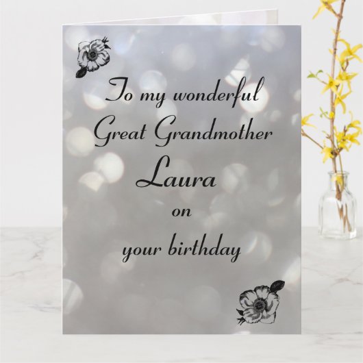 Gepersonaliseerde grootmoeder verjaardag kaart (Gele Bloem)