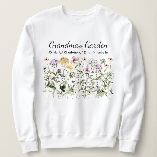 Gepersonaliseerde Grootouderdag Wildflower Garden Trui (Design voorkant)