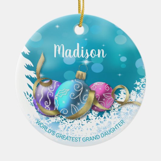 Gepersonaliseerde grootste kleindochter Kerstmis Keramisch Ornament (Voorkant)