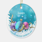 Gepersonaliseerde grootste zuster in Recht Kerstmi Keramisch Ornament (Links)