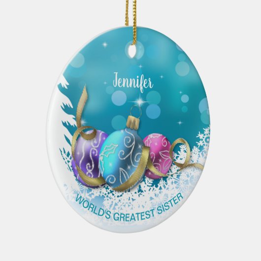 Gepersonaliseerde grootste zuster Kerstmis Keramisch Ornament (Rechts)