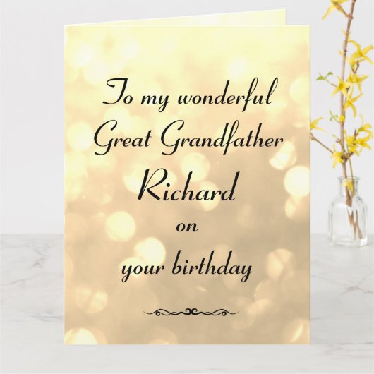 Gepersonaliseerde grootvader Birthday Kaart (Gele Bloem)