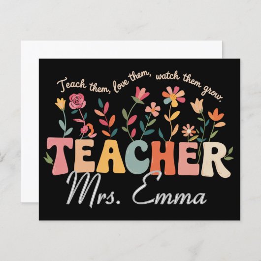Gepersonaliseerde Groovy Flowers Teacher Custom Gi (Voorkant / Achterkant)