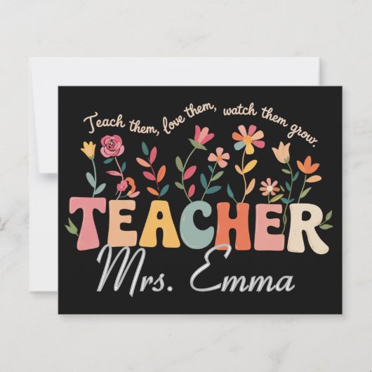 Gepersonaliseerde Groovy Flowers Teacher Custom Gi (Voorkant)
