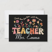 Gepersonaliseerde Groovy Flowers Teacher Custom Gi Bedankkaart (Voorkant)