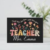 Gepersonaliseerde Groovy Flowers Teacher Custom Gi Bedankkaart (Staand voorkant)