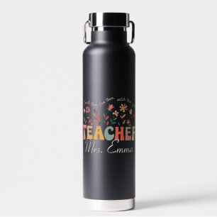 Gepersonaliseerde Groovy Flowers Teacher Custom Gi Waterfles