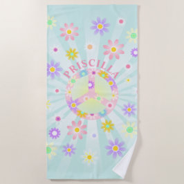 Gepersonaliseerde Groovy Retro Daisy Strandlaken