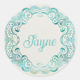 Gepersonaliseerde Groovy Tattoo Filigree Circle Ronde Sticker