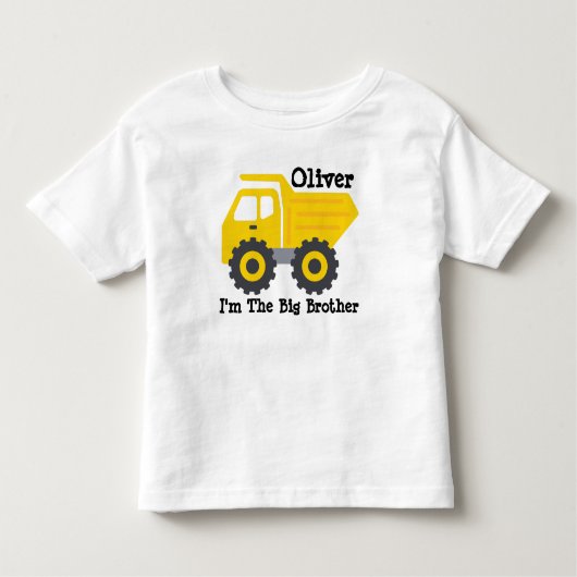 Gepersonaliseerde grote broer kinderen gele dumptr kinder shirts (Voorkant)