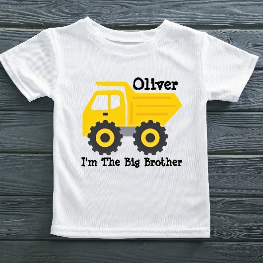 Gepersonaliseerde grote broer kinderen gele dumptr kinder shirts