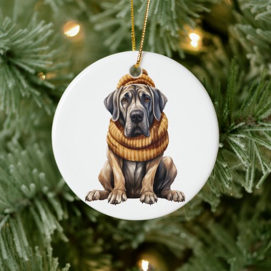 Gepersonaliseerde Grote Deen Hond Kunst Keramisch Ornament (Boom)