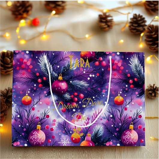 Gepersonaliseerde Grote Geschenktas met Paarse Fee Groot Cadeauzakje