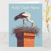 Gepersonaliseerde grote gevouwen ooievaar Wenskaar Kaart (Gele Bloem)