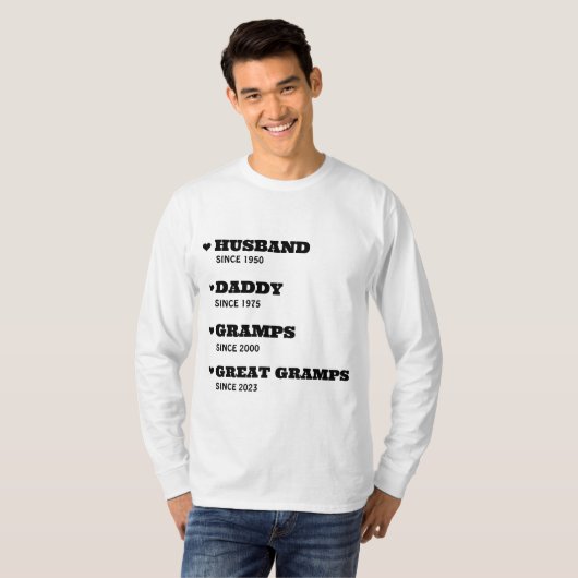 Gepersonaliseerde Grote Opa Shirt met Data (Voorkant volledig)