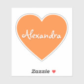 Gepersonaliseerde grote Oranje hartnaam Sticker (Vel)