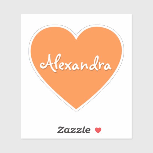 Gepersonaliseerde grote Oranje hartnaam Sticker (Vel)