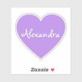 Gepersonaliseerde Grote Paarse Hartnaam Sticker (Vel)