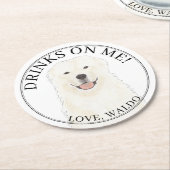 Gepersonaliseerde Grote Pyreneeën bruiloft Ronde Kartonnen Onderzetter (Gebogen)