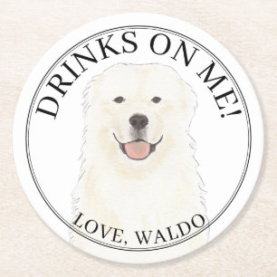 Gepersonaliseerde Grote Pyreneeën bruiloft Ronde Kartonnen Onderzetter