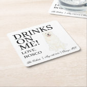 Gepersonaliseerde Grote Pyreneeën Hond bruiloft Kartonnen Onderzetters (Schuin)