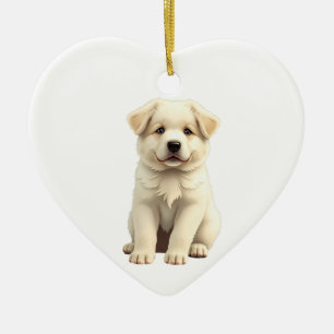 Gepersonaliseerde Grote Pyreneeën Puppy Keramisch Ornament