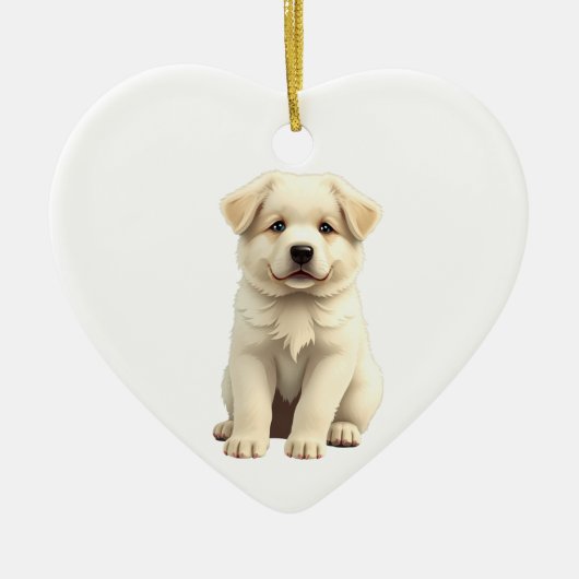 Gepersonaliseerde Grote Pyreneeën Puppy Keramisch Ornament (Voorkant)