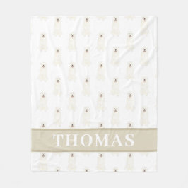 Gepersonaliseerde Grote Pyreneeën Roze & Wit Fleece Deken