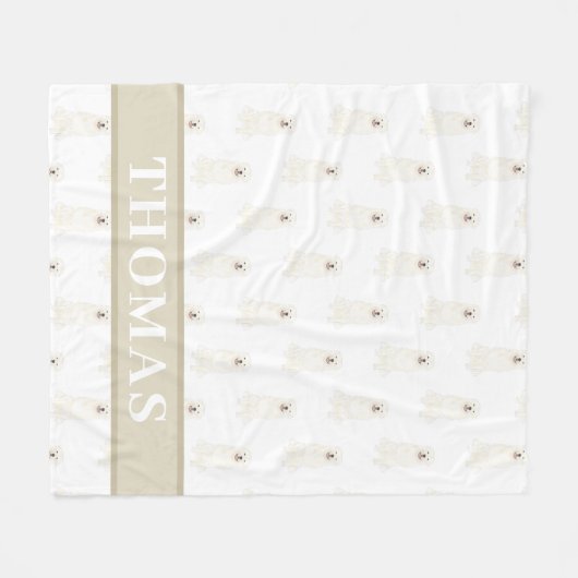 Gepersonaliseerde Grote Pyreneeën Roze & Wit Fleece Deken (Voorkant (Horizontaal))