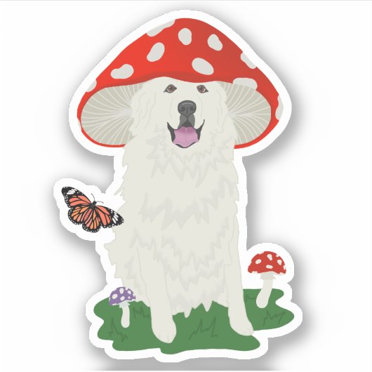 Gepersonaliseerde Grote Pyreneeën Sticker (Voorkant)