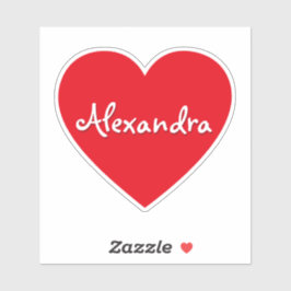 Gepersonaliseerde Grote Rode Hart Naam Sticker