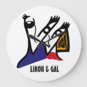 Gepersonaliseerde grote ronde Cartoon paar klok (Voorkant)