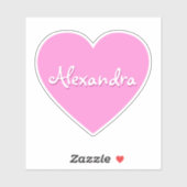 Gepersonaliseerde grote roze hart naam sticker (Vel)